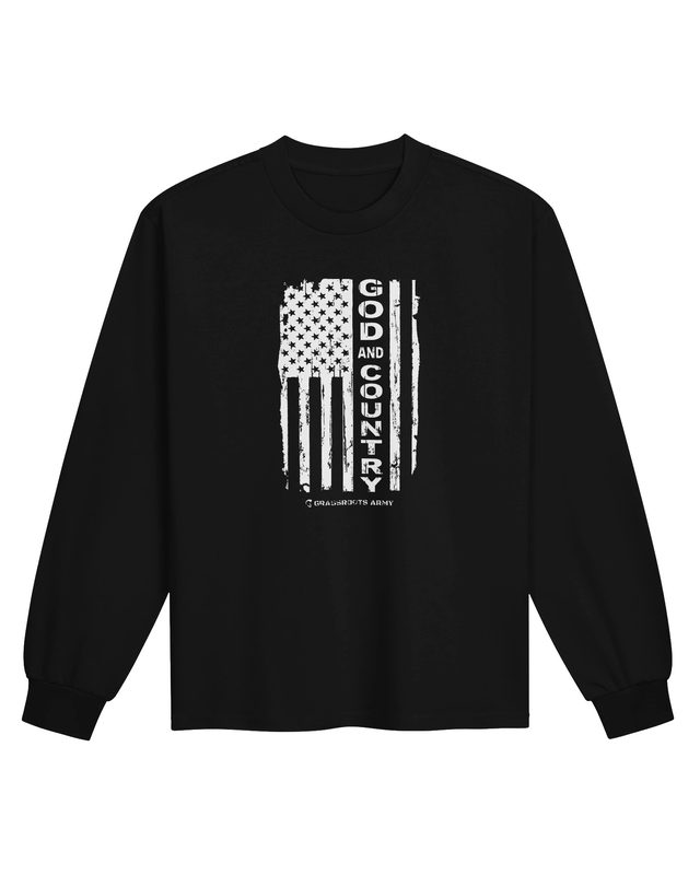 God and Country Long Sleeve in Black by Grassroots Army