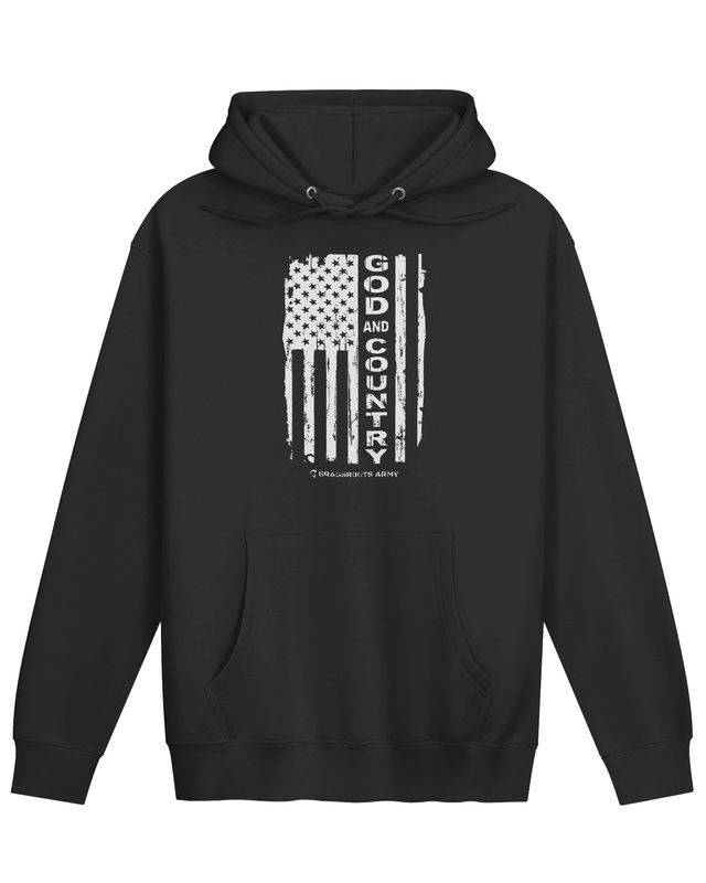 God and Country Pullover Hoodie in Black by Grassroots Army