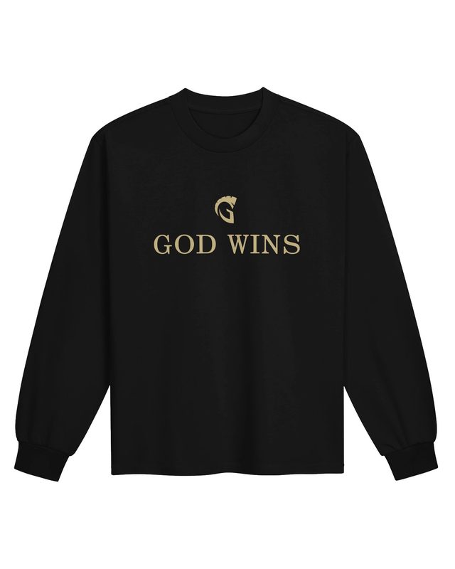 God Wins Long Sleeve in Black by Grassroots Army