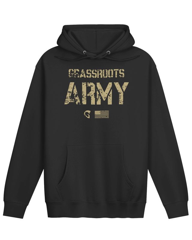 Grassroots Army Stencil Pullover Hoodie in Black by Grassroots Army