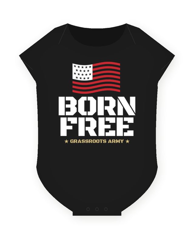 Born Free Baby Onesie in Black by Grassroots Army