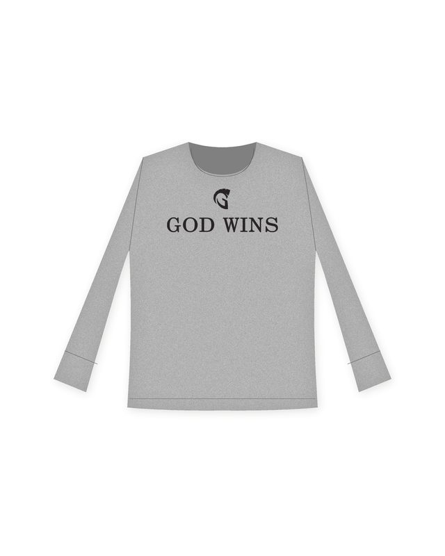 God Wins Youth Long Sleeve in Athletic Heather by Grassroots Army