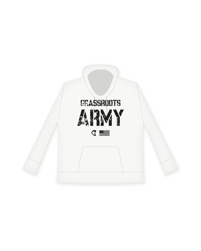 Grassroots Army Stencil Youth Hoodie in White by Grassroots Army