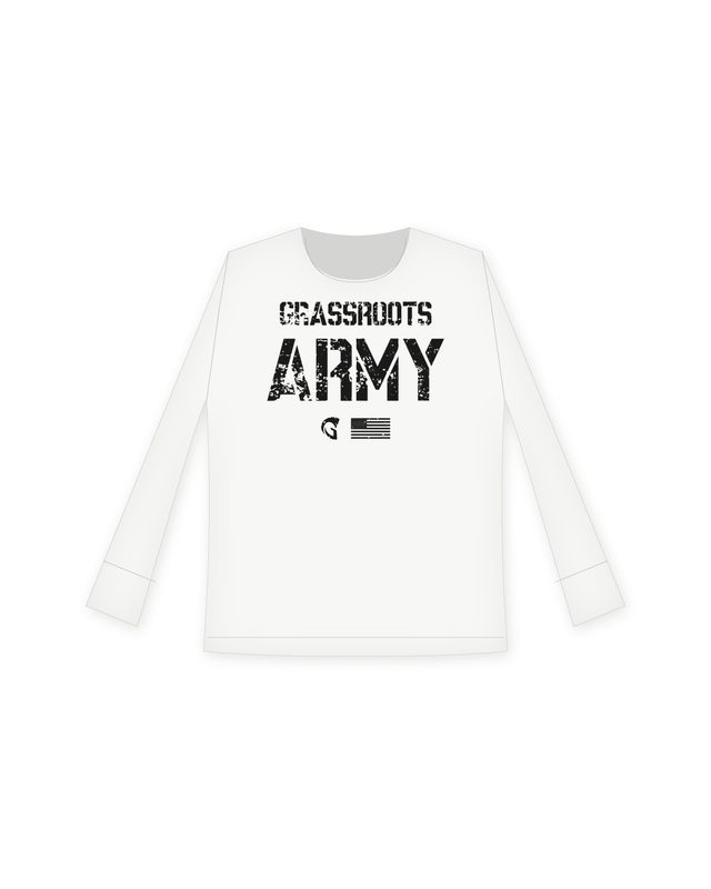 Grassroots Army Stencil Youth Long Sleeve in White by Grassroots Army