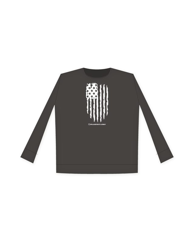 Distressed Flag Crewneck Sweatshirt in Smoke by Grassroots Army