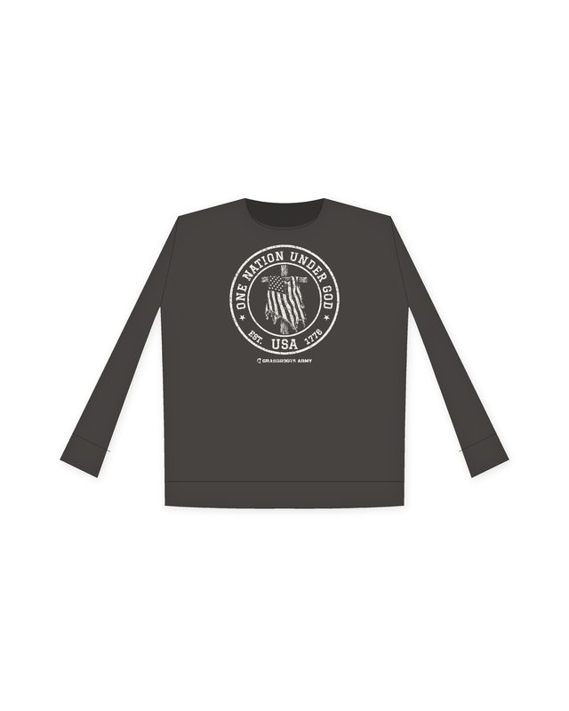 One Nation Under God Crewneck Sweatshirt in Smoke by Grassroots Army