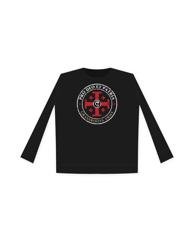 Pro Deo et Patria Crewneck Sweatshirt in Black by Grassroots Army