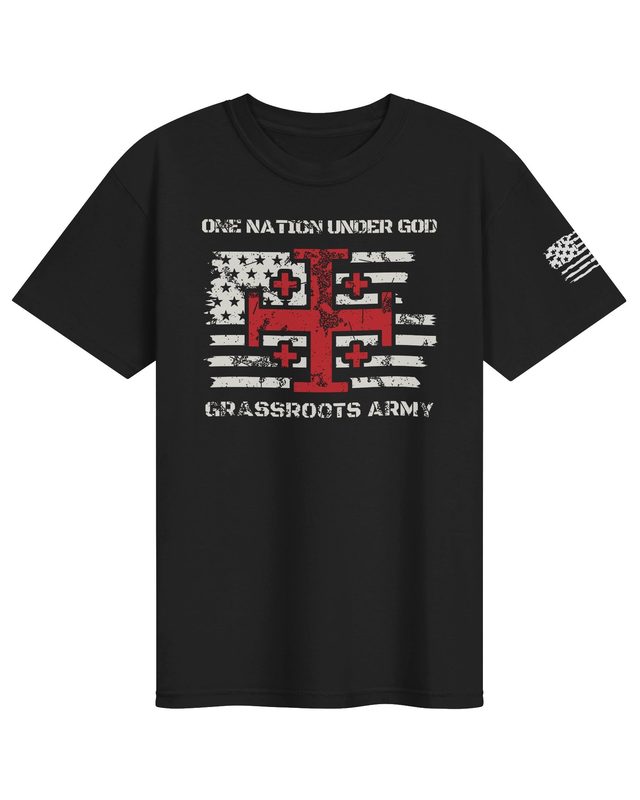 One Nation Under God – Crusader Cross T-shirt in Black by Grassroots Army