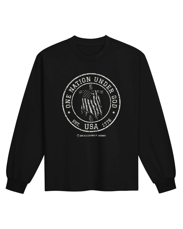 One Nation Under God Long Sleeve in Black by Grassroots Army