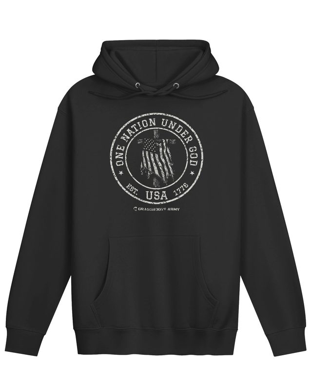 One Nation Under God Pullover Hoodie in Black by Grassroots Army