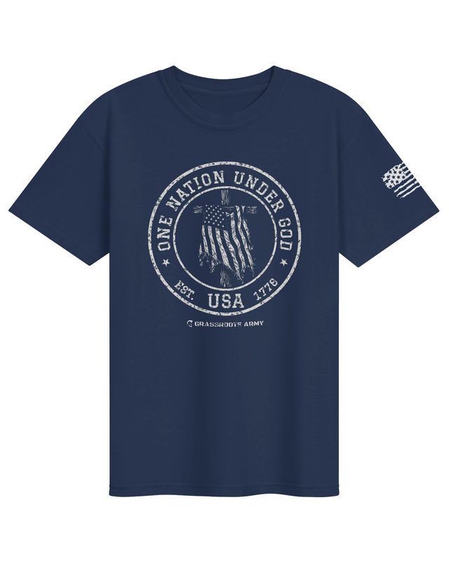 One Nation Under God T-shirt in True Navy by Grassroots Army