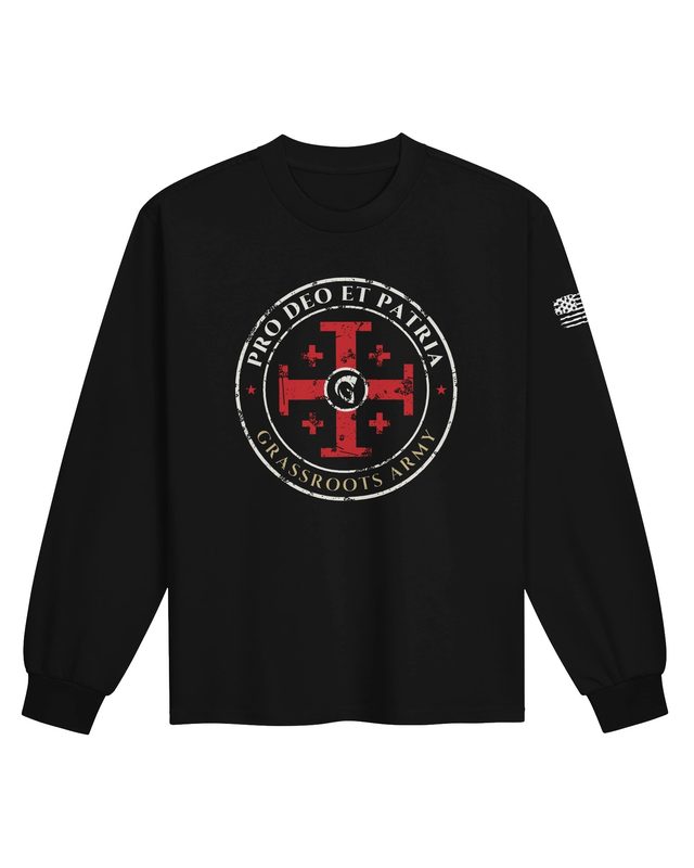 Pro Deo et Patria Long Sleeve in Black by Grassroots Army