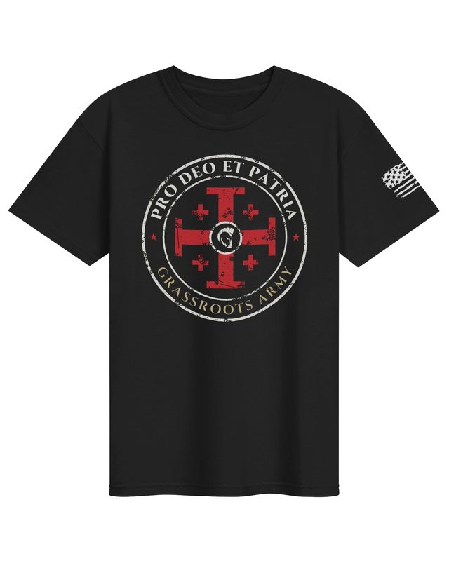 Pro Deo et Patria T-shirt in Black by Grassroots Army