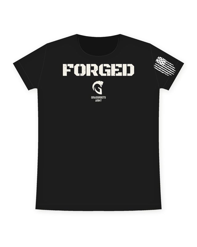 Forged Women's Tee in Black by Grassroots Army