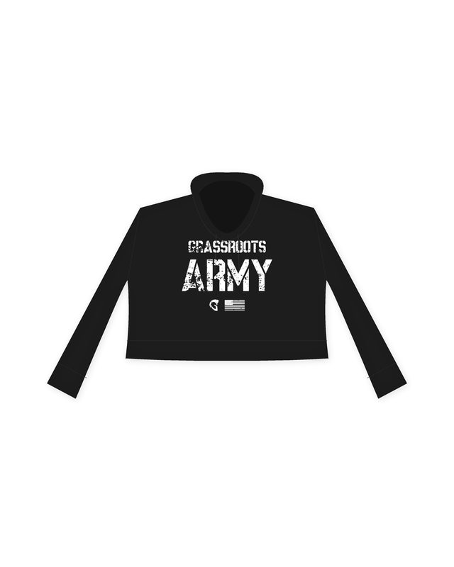 Grassroots Army Stencil Crop Hoodie in Black by Grassroots Army