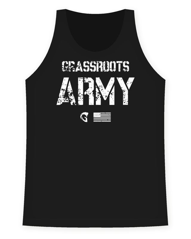 Grassroots Army Stencil Racerback Tank in Black by Grassroots Army