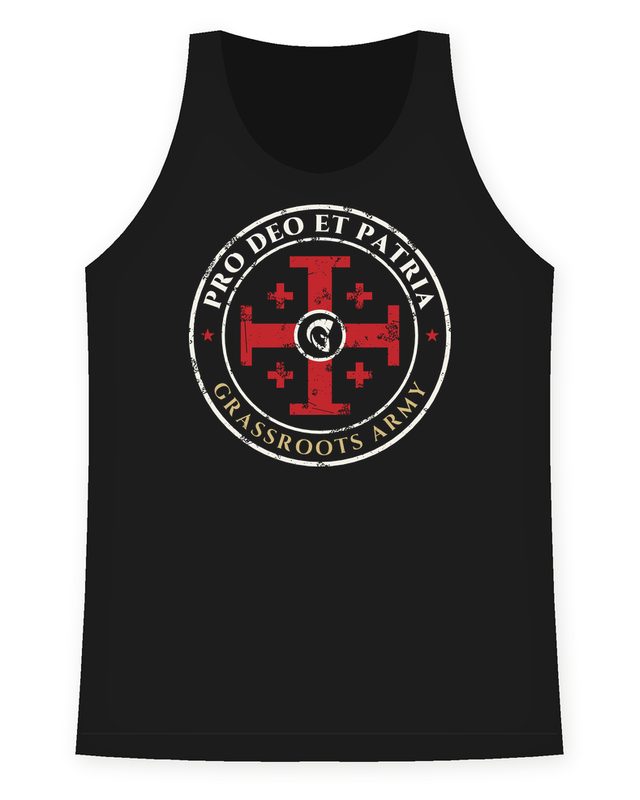 Pro Deo et Patria Racerback Tank in Black by Grassroots Army